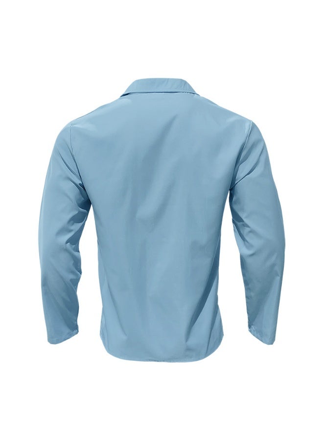 Loose Casual Long Sleeve Men's Shirt  Open Cardigan Collar Buttoned Spring Autumn Wear Comfortable Cotton Shirt  - Image 3
