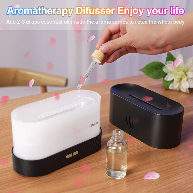 SENMUL Colorful Flame Air Aroma Diffuser Humidifier, Upgraded 7 Flame Colors Noiseless Essential Oil Diffuser for Home,Office,Yoga with Auto-Off Protection 180mL (8Hours Black) - Image 5