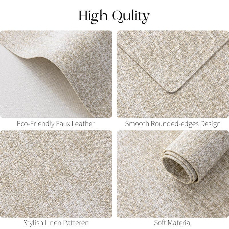 MOSAYT Faux Leather Placemats Set of 6, Heat Resistant Wipeable Washable Vinyl Place Mats with Coasters, Waterproof Oil Proof Table Mats for Kitchen Dining Party Indoor Outdoor, 12" x 17", Beige - Image 5