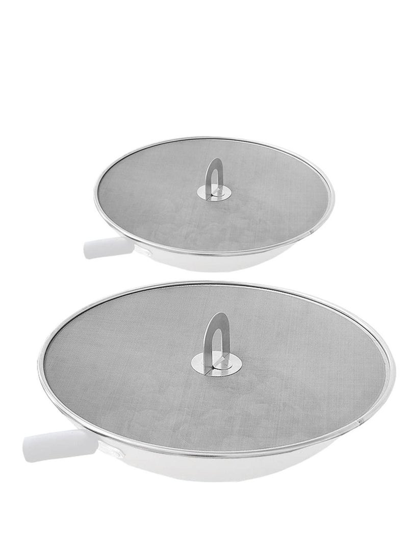 SYOSI Stainless Steel Splatter Shield Set, Splatter Screen for Frying Pan, Grease Splatter Guard Stainless Steel Large 13 Inch and Small 10 Inch Shield 2 in 1 Set  - Image 4