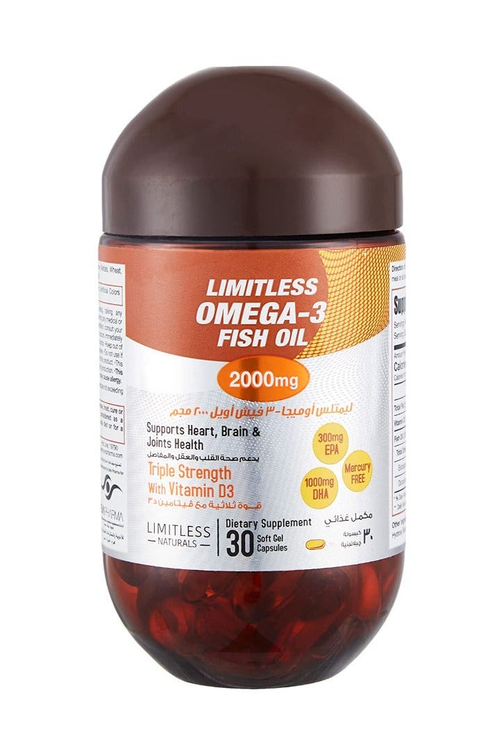 LIMITLESS LIMITLESS OMEGA -3 FISH OIL 30TAB 