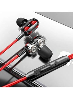 Generic In-ear gaming headphones wire-controlled music headphones (red)  - Image 1