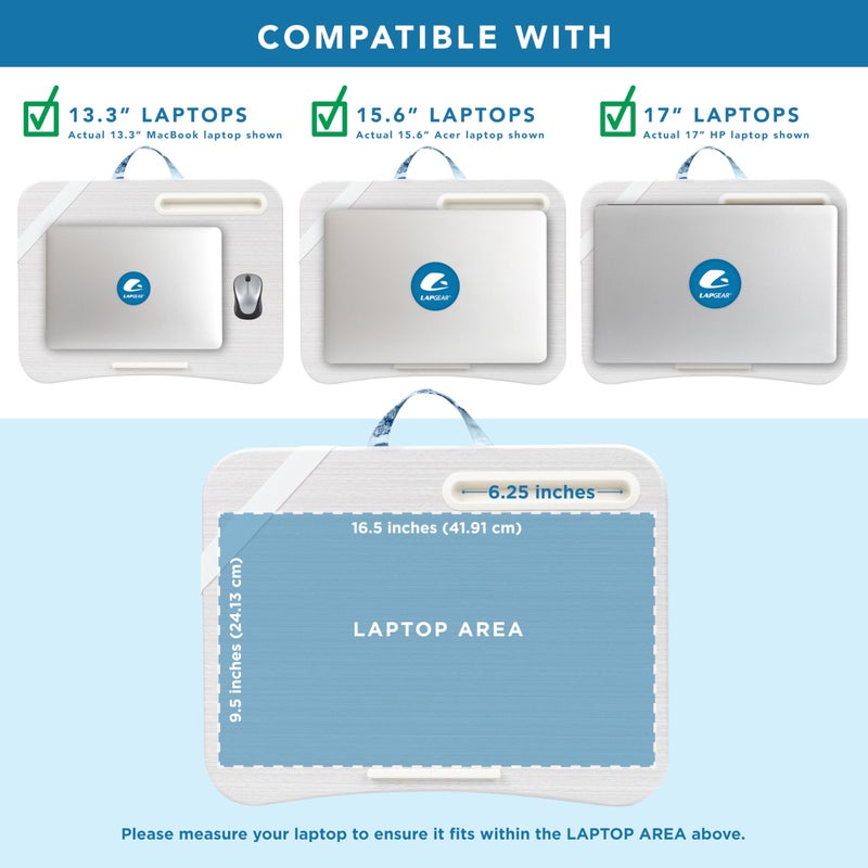 LAPGEAR Designer Lap Desk 2-Pack with Storage Basket, Phone Slot & Device Ledge â€“ Blue Blossoms â€“ Fits Laptops up to 15.6" â€“ Style No. 70433 - Image 3