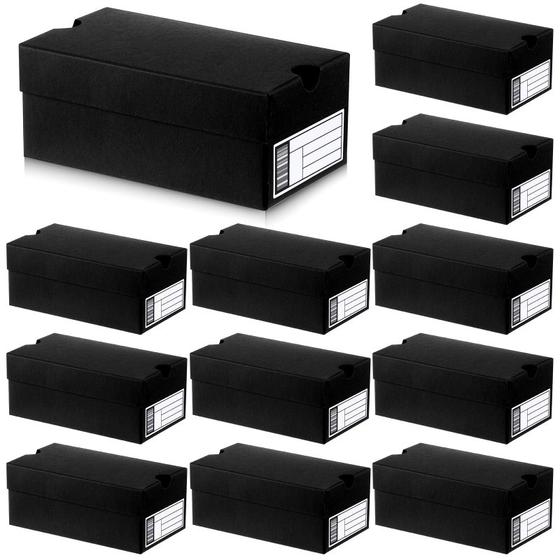 Fullhawl 12 Sets Mini Shoe Gifts Boxes for Party Favors 61 x 39 x 25 Inches Sports Mini Sneaker Box with Editable Label for Candies Cookies SnacksBlack - Image 2