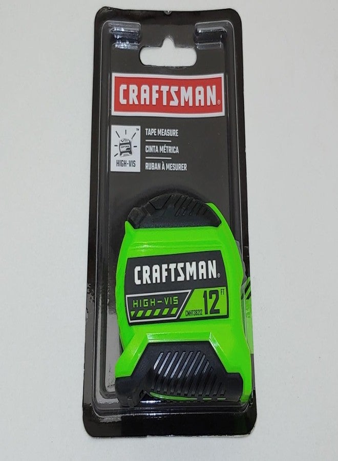 Craftsman 12' High Visibility Tape Measurer Measure Compact with Belt Clip, Lock - Image 2