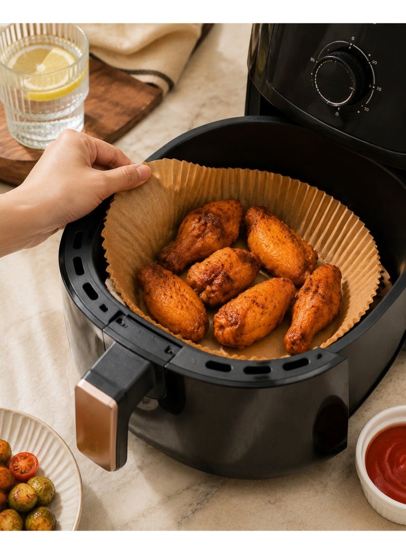 Air Fryer Paper Liners 100 PCS, Disposable Parchment Paper Basket Liners, 16cm Round Non Stick Air Fryer Liners, Oil & Water Resistant, Heat Resistant Baking Paper for 4.5-5 QT Air Fryer, Food Grade Kitchen Accessories - Image 2