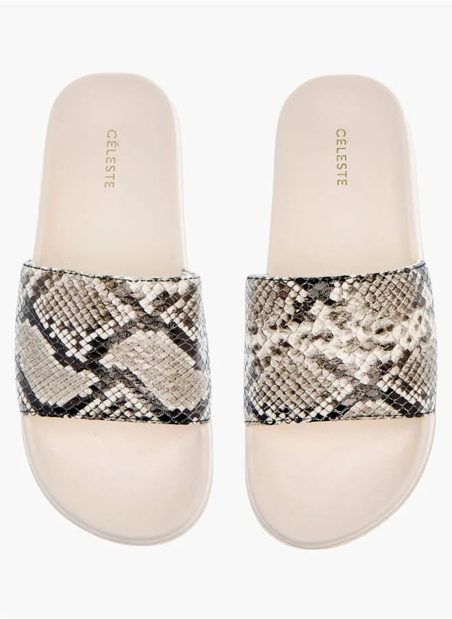 سيليست Womens Animal Print Slip-On Sandals