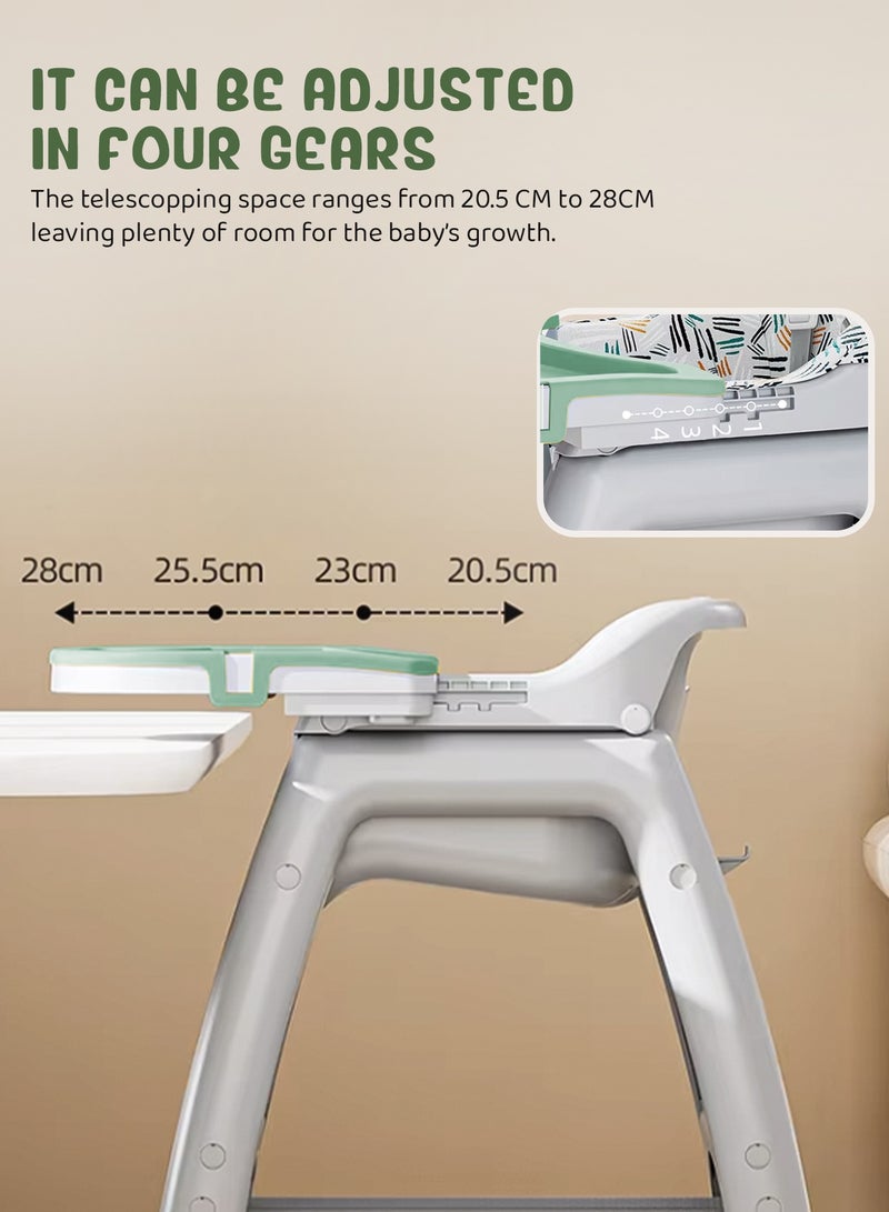 BAYBEE Baby High chair with Adjustable gear & Detachable cusion, Baby Feeding chair seat with safety belt, Enlarge Storage space & Tray High chair for Children 3 to 6 years Baby Boy Girl (Green) - Image 5