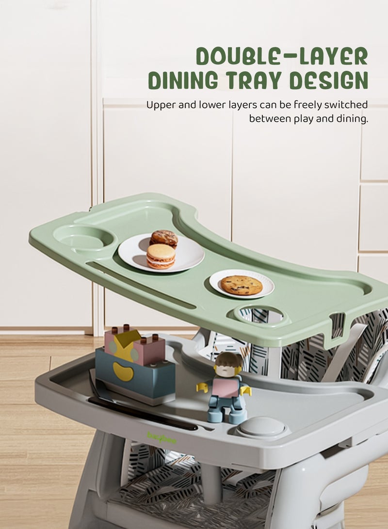 BAYBEE Baby High chair with Adjustable gear & Detachable cusion, Baby Feeding chair seat with safety belt, Enlarge Storage space & Tray High chair for Children 3 to 6 years Baby Boy Girl (Green) - Image 4