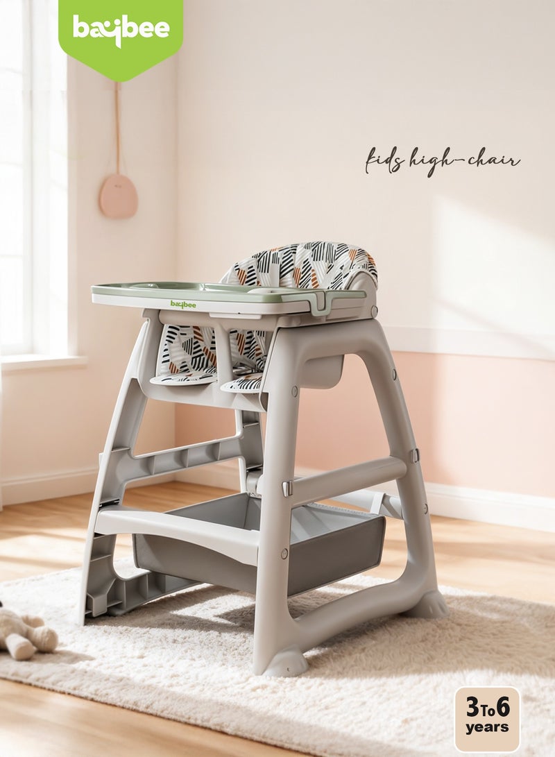 BAYBEE Baby High chair with Adjustable gear & Detachable cusion, Baby Feeding chair seat with safety belt, Enlarge Storage space & Tray High chair for Children 3 to 6 years Baby Boy Girl (Green) - Image 2