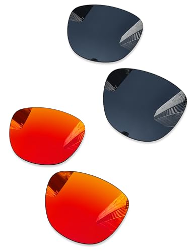 Combine8 2 Pairs Ploarized Replacement Lenses for Oakley Frogskins OO9013/Frogskins LX OO2043/Frogskins Mix OO9428/Frogskins Range OO9284 Sunglasses - Black + Fire Red - Image 1