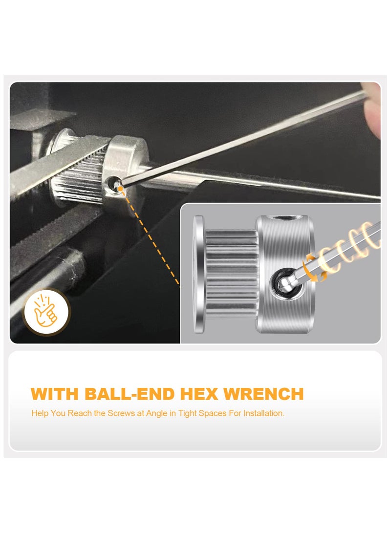 KASTWAVE 8Pcs GT2 Pulley 20 Teeth 5mm Bore Timing Pulley Wheel for 6mm Width 3D Printer Belt, Aluminum 3D Printer Timing Belt Pulley Wheel with Ball-end Hex Wrench - Image 5