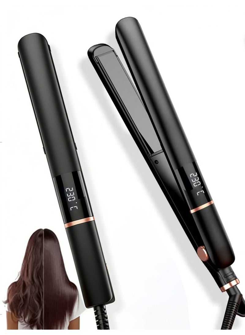 STEELCORE Ceramic Hair Straightener, 2 in 1 Hair Straightener and Curler, Professional Hair Iron with 5 Heat Settings Up to 450℉/230℃, Dual Voltage Travel Flat Iron / Hair State Machine for Smooth Glide/Straighten Hair/Curl/Wave, Black - Image 1