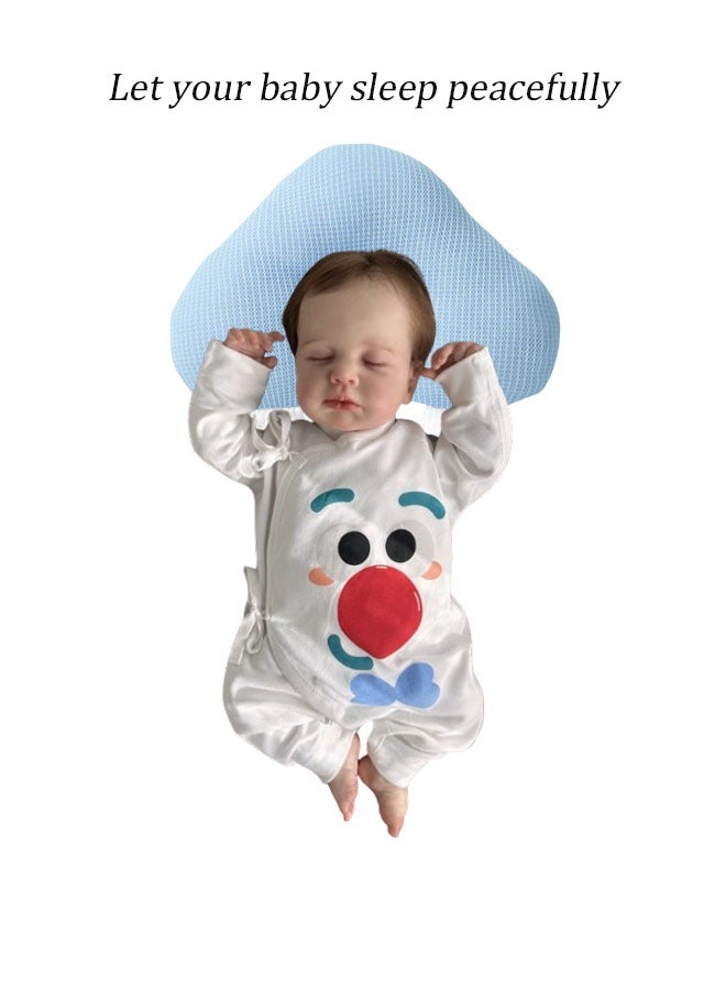 Vinnatsu Double-Sided Baby Head Shaping Pillow Baby Soothing Sleeping Cushion Toddler Baby Pillow Babies and Toddler Bedding Neck Support Baby Memory Foam Pillow Easy to Clean (Blue) - Image 3