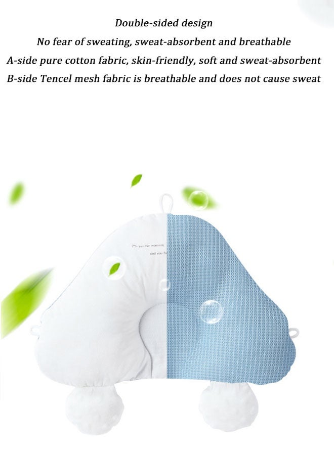 Vinnatsu Double-Sided Baby Head Shaping Pillow Baby Soothing Sleeping Cushion Toddler Baby Pillow Babies and Toddler Bedding Neck Support Baby Memory Foam Pillow Easy to Clean (Blue) - Image 5