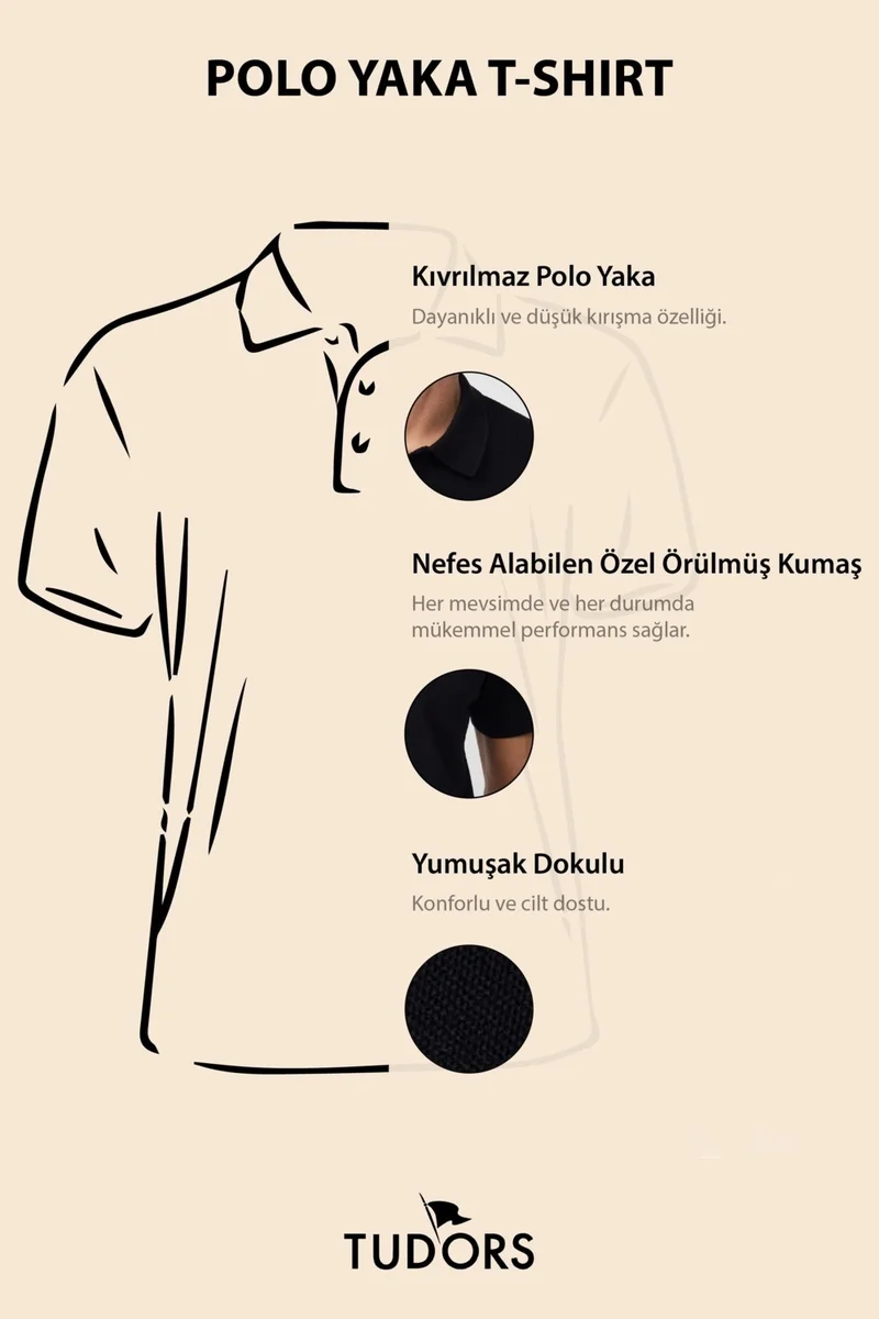 تودورس Men's Slim Fit Narrow Cut 100% Cotton Plain Pique Black Polo Neck T-Shirt