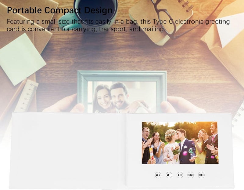 EBTOOLS Video Greeting Card, 720P HD Customizable Video Brochure with 256MB Memory & Rechargeable Battery for Father Day Mother Day, Christmas, Anniversary, Marketing (7 Inch 1500mAh Li - Image 4