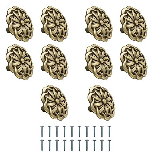 VOLO Antique Brass Cabinet Knob & Drawer Pull Handle (Knob_S-170_Antique) 10_Pcs - Image 1
