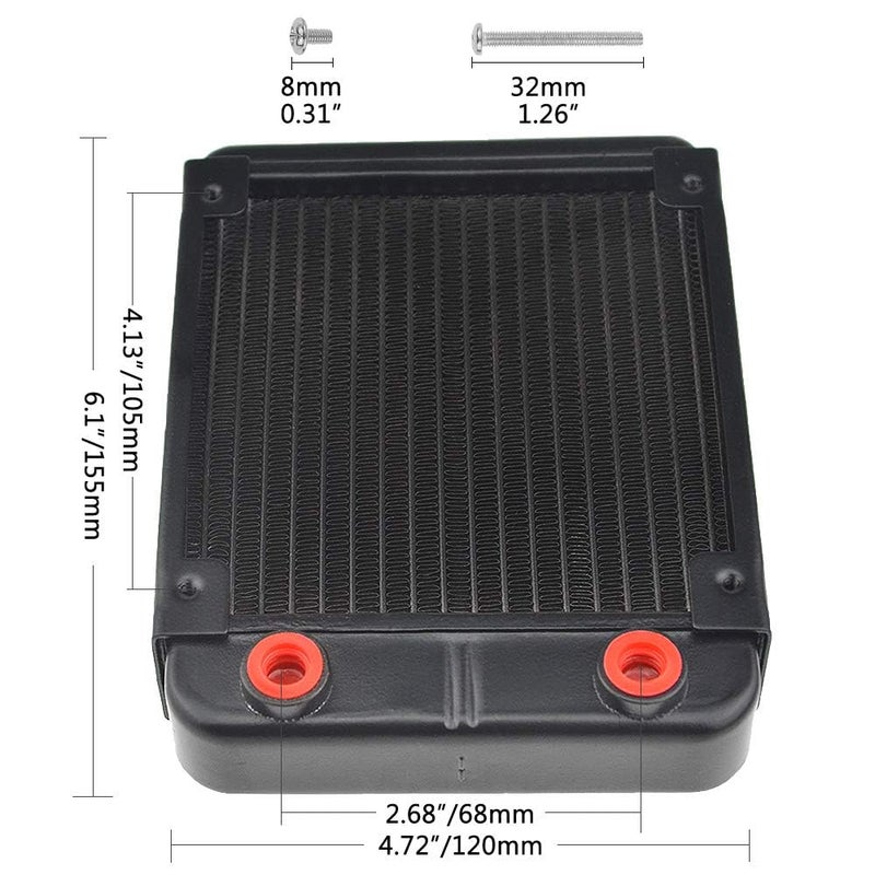 CentIoT - Water Cooler Radiator Heat Exchanger (Aluminum 1/4inch threaded nozzle 120mm) - Image 3