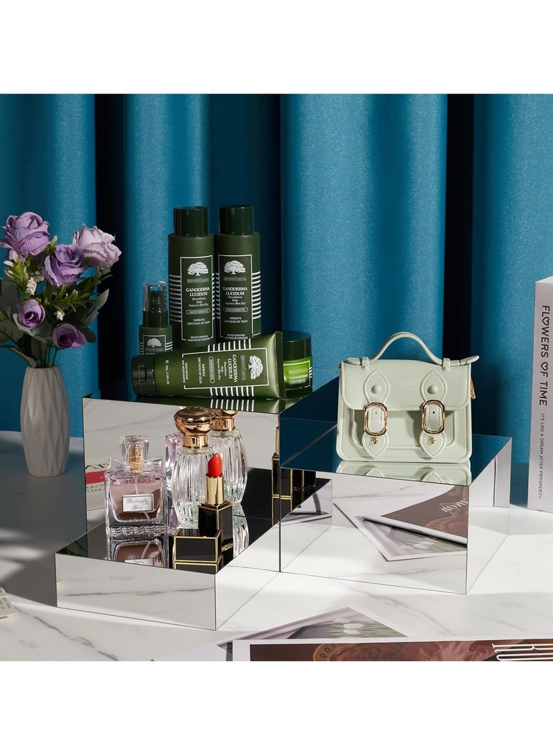 TPGP 3 Pcs Acrylic Risers for Display, Acrylic Cube Box, Acrylic Food Display Risers Acrylic Boxes Stand Shelf for Catering Dessert Collectibles Jewelry Figures Party (Silver3pc) - Image 5