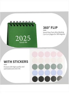 GMORO Mini Desktop Calendar, 2024-2025 - Juli 2024 to Dec 2025 Small Desktop Calendar Standing Flip Calendars Thick Paper Twin-Wire Binding with Stickers for Home Office School  - Image 2