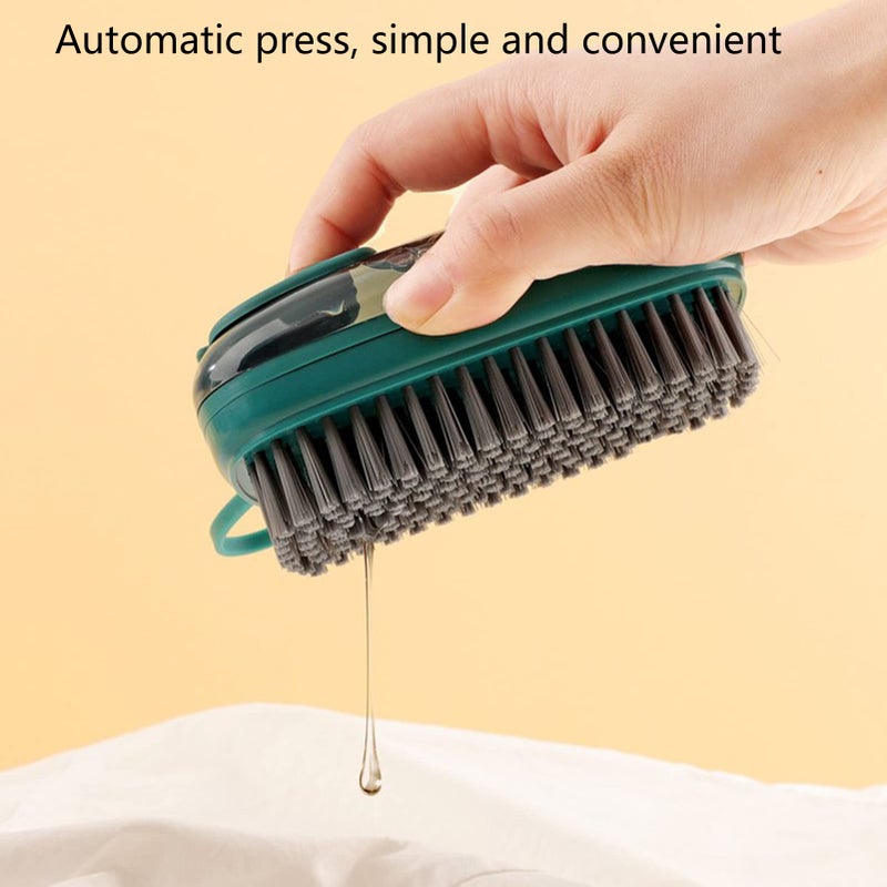 Leeonz Soap Dispenser Cleaning Brush Clothing Stain Brush Soft Bristles Removes Stains on All Fabrics Easy to Hold Scrub Brush, Suitable for Shoe Brush, Laundry Brush, Bathtubs (Green) - Image 2