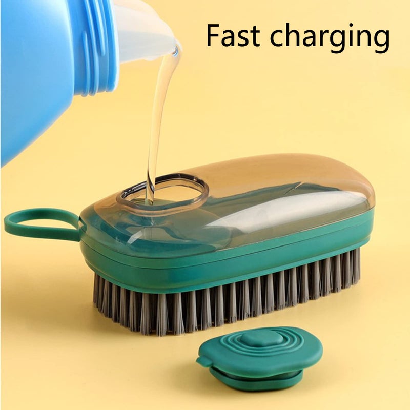 Leeonz Soap Dispenser Cleaning Brush Clothing Stain Brush Soft Bristles Removes Stains on All Fabrics Easy to Hold Scrub Brush, Suitable for Shoe Brush, Laundry Brush, Bathtubs (Green) - Image 3