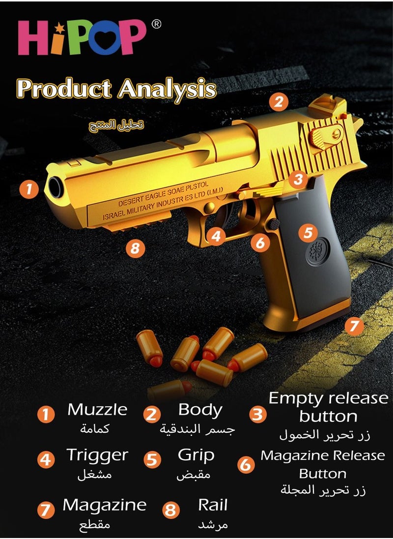 HIPOP - Desert Eagle Children's Toy Gun,Shell Ejecting Soft Bullet Gun Toy,With Automatic Loading,Pistol Toy for Kids - Image 1