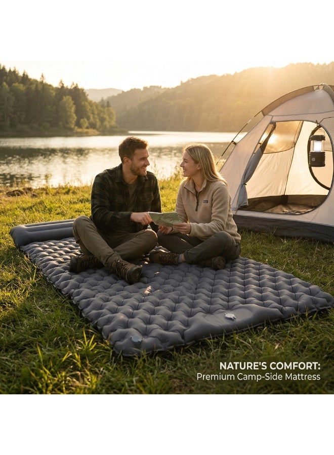ZERIFAM Portable Sleeping Pad, Double Camping Sleeping Mat, Lightweight Air Cushion Bed, Camping Air Mattress, Built in Foot Pump, Suitable for Campings, Hiking, And Outdoor Activities - Image 4