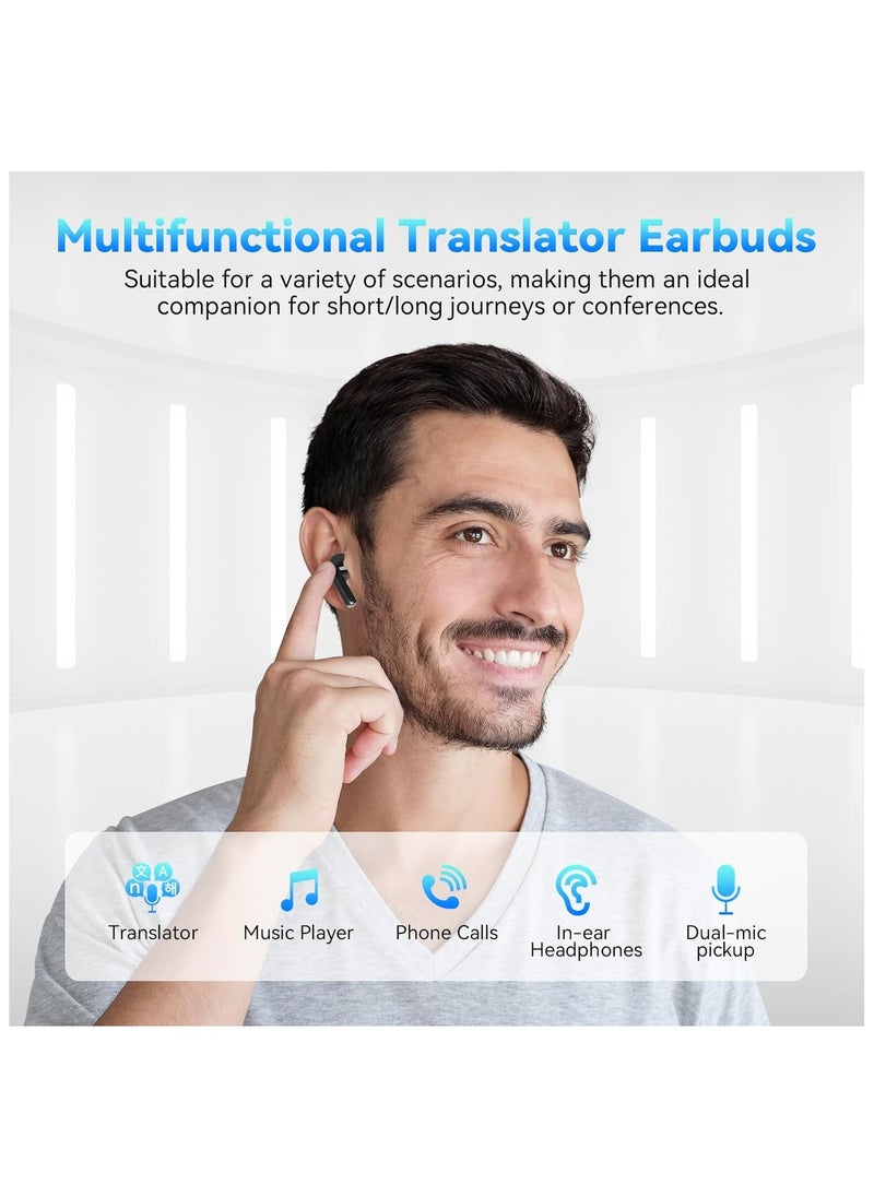 lekikpo Language Translator Earbuds, Real Time Online Translation Supports 137 Languages Two-Way Voice Language Translator with Bluetooth and APP Fit for iOS & Android(Dark Black)  - Image 4