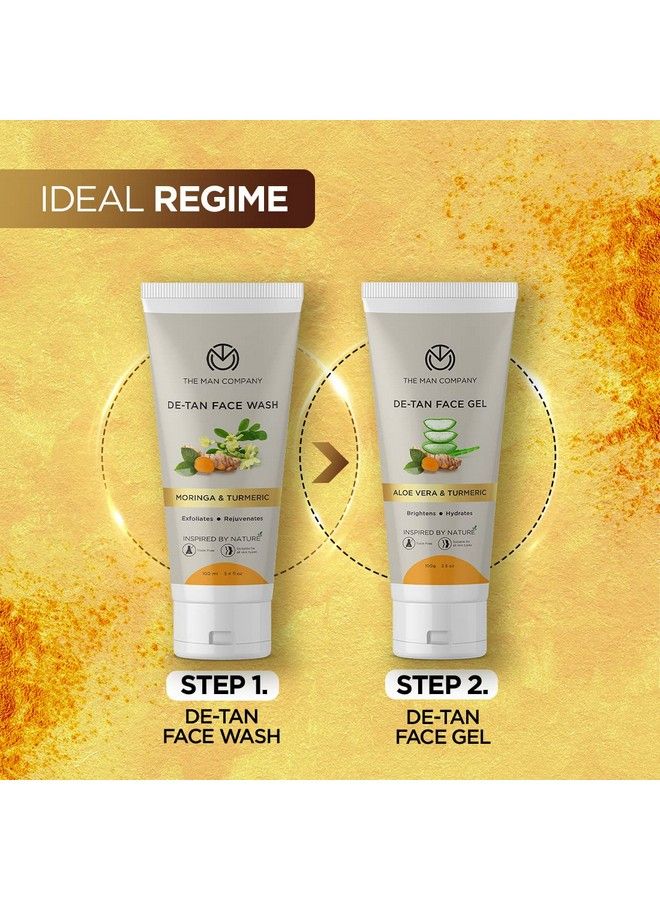 De Tan Face Gel For Men With Aloe Vera 100 Ml; Tan Removal Oil Control & Glowing Skin