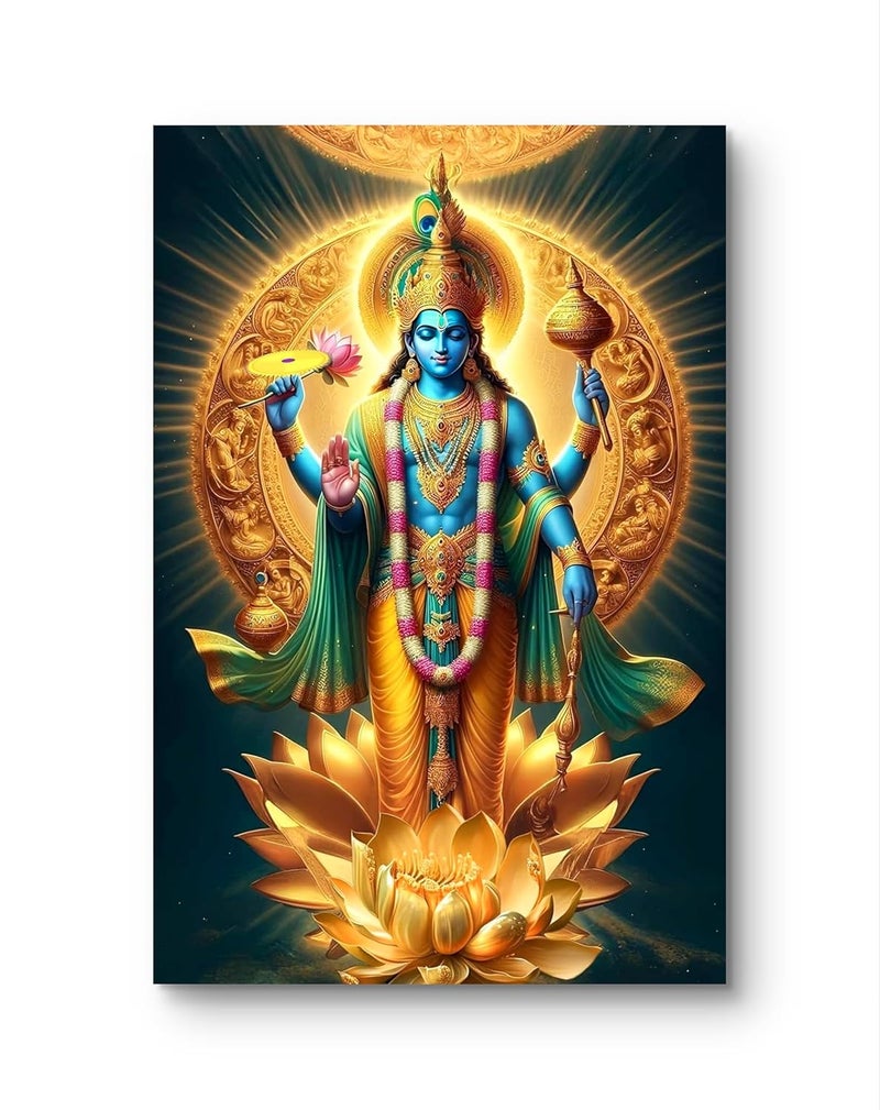 CLITHS 8x12 Inch Vishnu Ji Idol Wall Art Hindu Spiritual Home Decor Lightweight Flexible Sheet Metal Wall Hanging for Pooja Room Living Room, Office, Temple Décor & Gift - Image 5