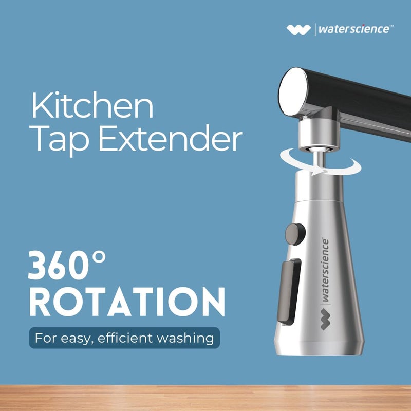 WaterScience ملحق صنبور للمغسلة | 4 أوضاع تدفق | موسع صنبور مرن للصنابير | هوائيات لصنبور الماء | توفير يصل إلى 55% من الماء - الأفضل - Image 4