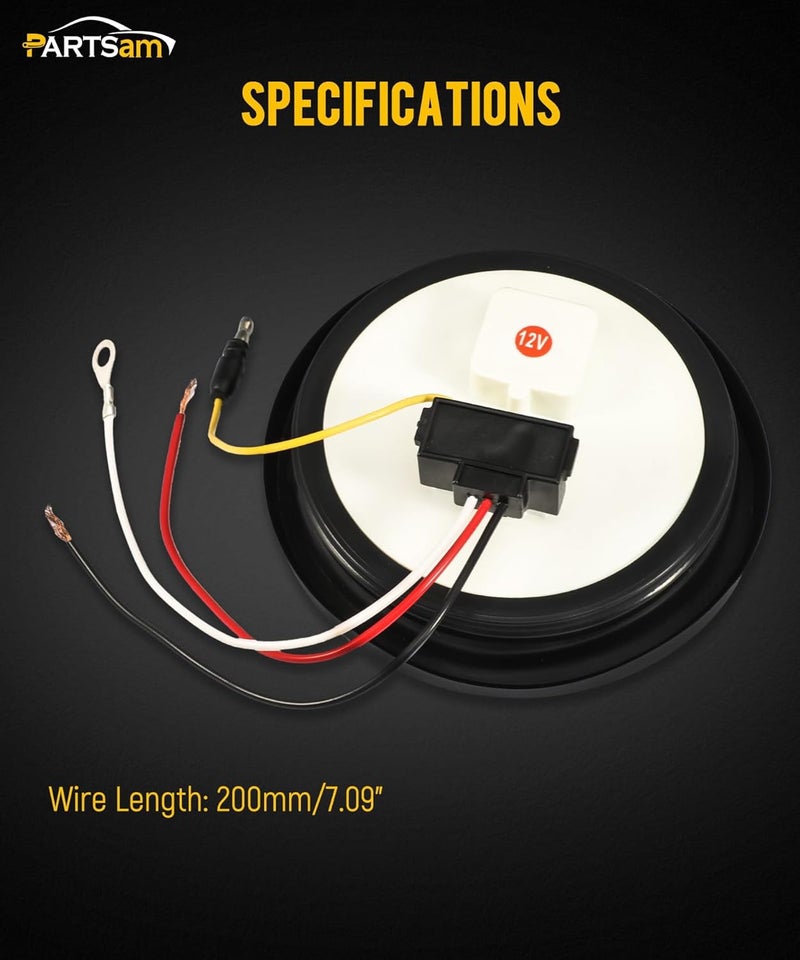 Partsam 2Pcs 4 Inch Round Red Stop Turn Tail Lights and White Backup Lights Kit 19 Diodes w/Rubber Grommets & 3-Prong Wire Pigtails, Red/White Round Led Truck Trailer Tail Lights and Reverse Lights - Image 4