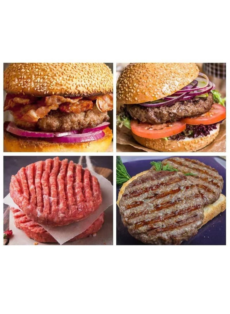 سكينة صانعة فطائر البرجر مع 100 ورقة فطائر، قالب همبرغر من الفولاذ المقاوم للصدأ بمقبض خشبي، قالب برجر غير لاصق لفطائر اللحم المثالية، مثالي للشواء في المطبخ والتخييم - Image 5