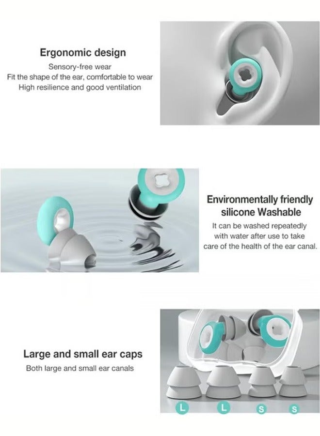 PCOMORE Sleep Deeply Noise Cancelling Earplugs (-33dB) | Reusable, Hypoallergenic Silicone | Gift Set w/Travel Case (L/S Caps) - Image 5