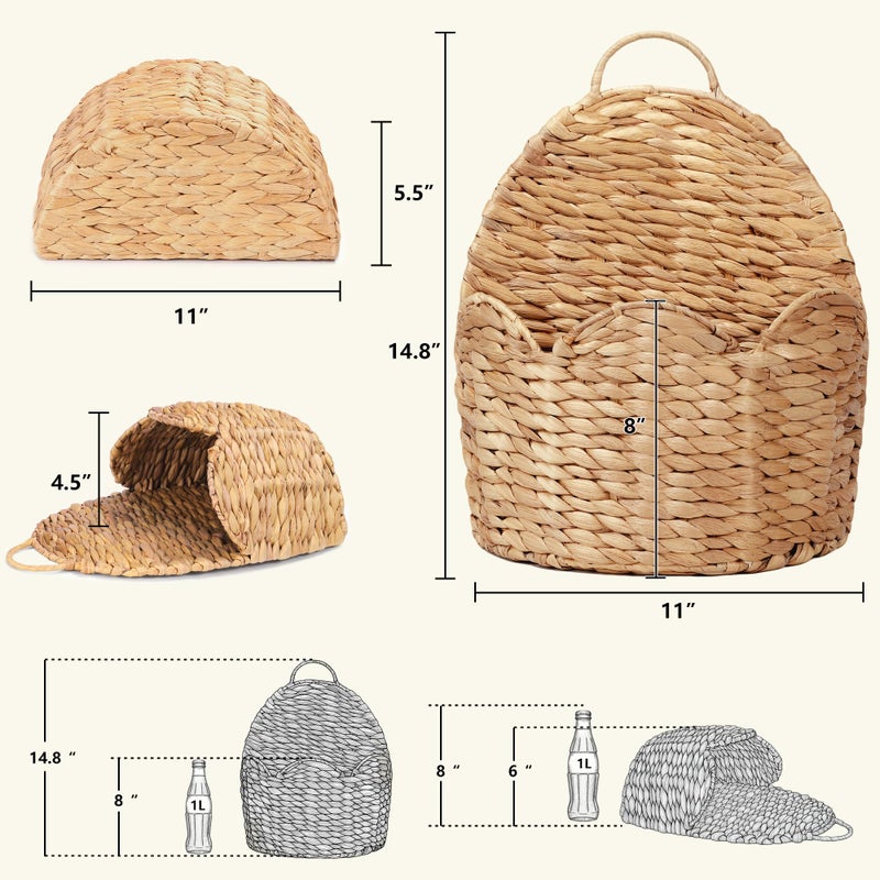 Stylave Door Basket Scalloped Hanging Storage Basket,Water Hyacinth Woven Wall Baskets for Front Door Decor, Hangable Storage Organize for Flowers,Planter,Mails,Wicker Baskets for Organizing Garden- L - Image 2