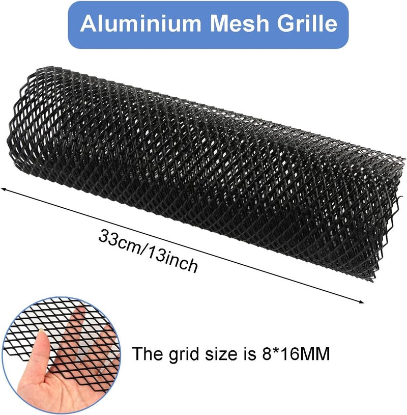 Ragyzity Car Grille 40x13inch Car Grill Mesh Sheet Aluminum Black Bumper Accessories Exterior Parts, Grid Body Bumper Rhombic Grill Car Grill Mesh for Bumper, Body Kit, Hood Vent, Vehicle Opening All condition resistant crafted quality - Image 2
