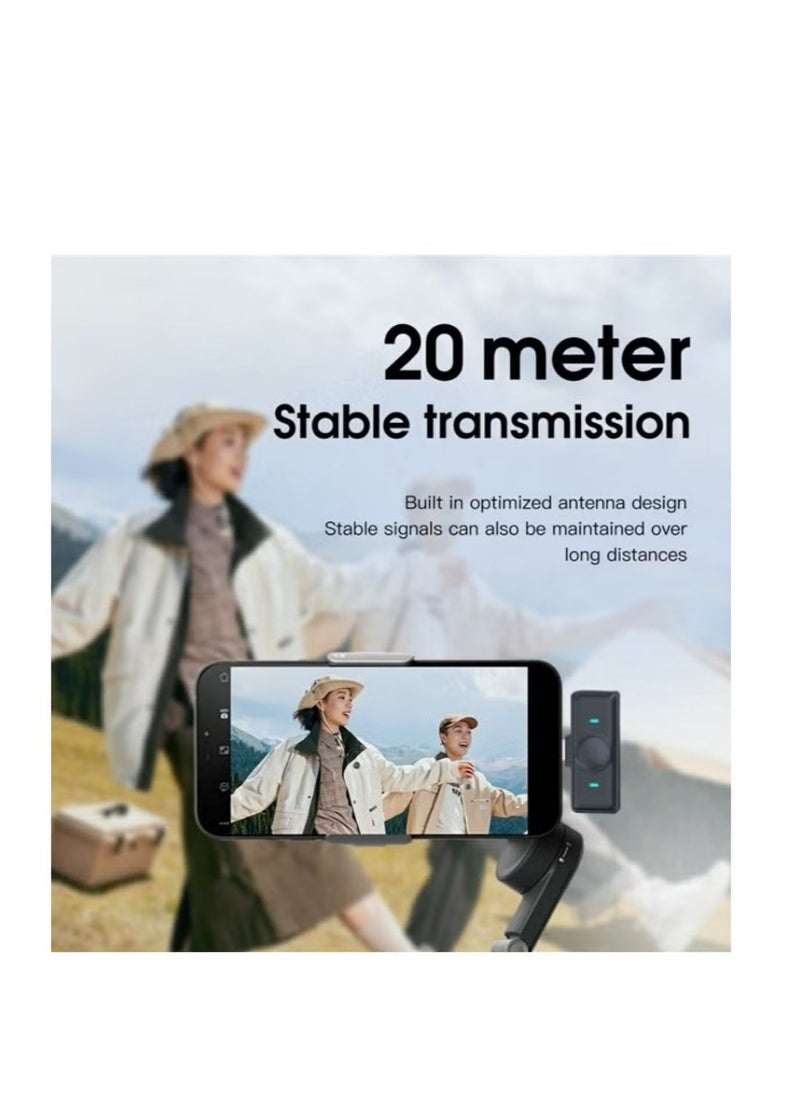 SX21 Type-C and Iphone 2.4G Wireless Clip-On Microphone with ENC Noise Reduction, 360° Omnidirectional Condenser, Magnetic Clip, Plug & Play, 9-Hour Battery, for Vlog, Interviews, Live Streaming