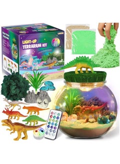GGEROU Dinosaur Terrarium Gifts for Kids Girls, Dino Light Up Terrarium Unicorns Toys, DIY Moon Lamp Arts and Crafts Birthday Gift for Children Age 4-12 (Dinosaur)  - Image 1