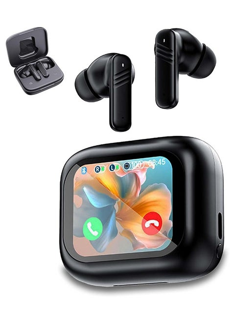 ANC Noise Cancelling Wireless Earbuds, TWS in-Ear Bluetooth Headphones with Smart Touch Screen, Pure Bass Sound, Dual Mics for Perfect Calls, 40Hrs Long Playtime for iOS/Android（Black）
