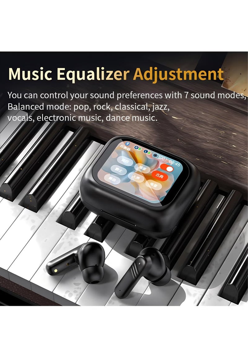 Sthxyfaith - ANC Noise Cancelling Wireless Earbuds, TWS in-Ear Bluetooth Headphones with Smart Touch Screen, Pure Bass Sound, Dual Mics for Perfect Calls, 40Hrs Long Playtime for iOS/Android（Black） - Image 1