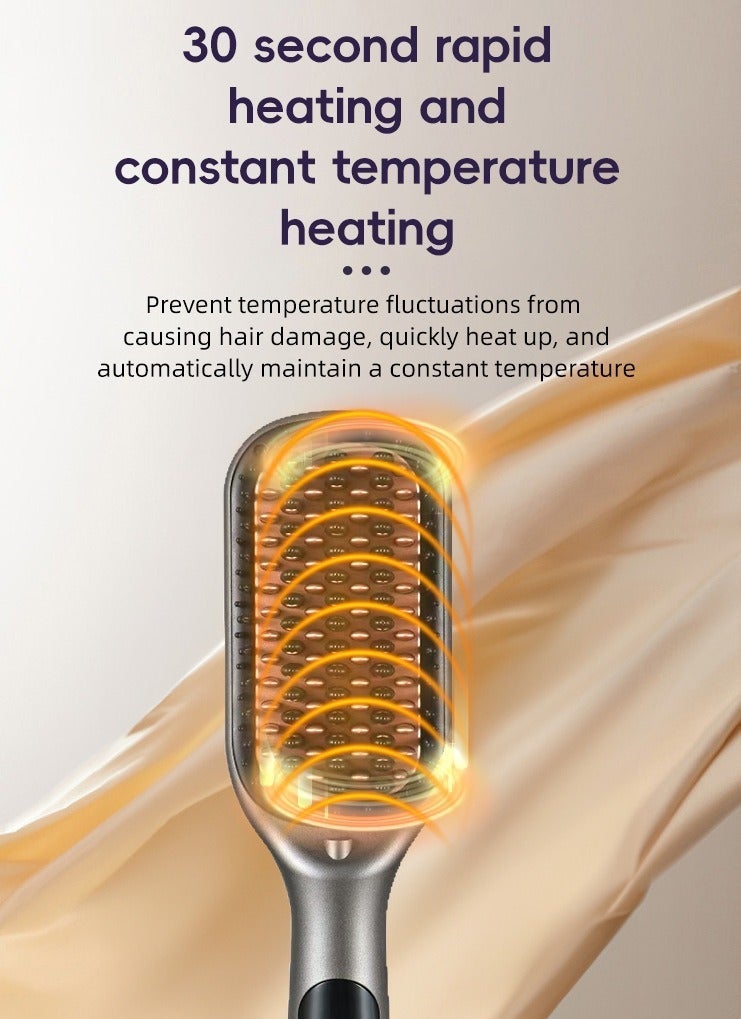 HUMJO Heated Hair Straightening Brush Naturally Straight Hair in 5 Minutes Tourmaline Infused Ceramic Coating Straightening Brush with 5 Temp Settings, LED Display, 20s Fast Heating,Triple Bristle Detangles & Protect the Scalp - Image 2