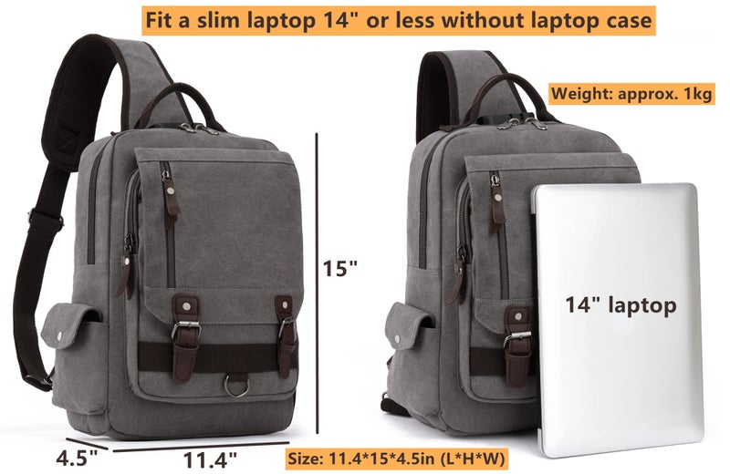 Leaper Retro Crossbody Bag Sling Bag Canvas Messenger Bag for Men Women Shoulder Bag Crossbody Handbags Satchel Coffee XL - Image 3