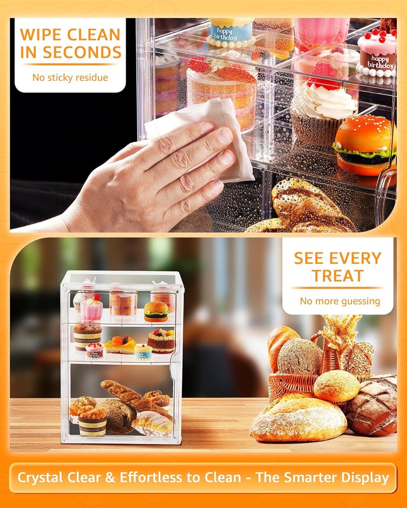FAITIO Clear Pastry Display Case, Bread Case for Kitchen Countertop-4 Layers Adjustable, Large Capacity Clear Bread Box for Home-Baked Breads,Muffins,Bagel Storage Container, Bread Holder - Image 5