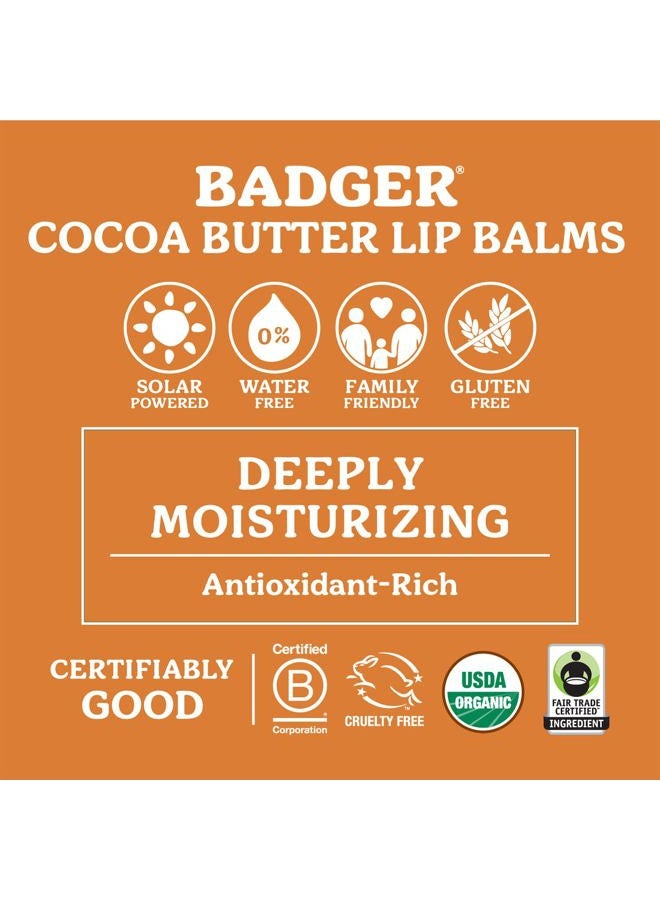 Badger Cool Mint Cocoa Butter Lip Balm, Long Lasting Hydrating Lip Care, 100% Organic Lip Balm, Large Size Stick, 4-pack - Image 3