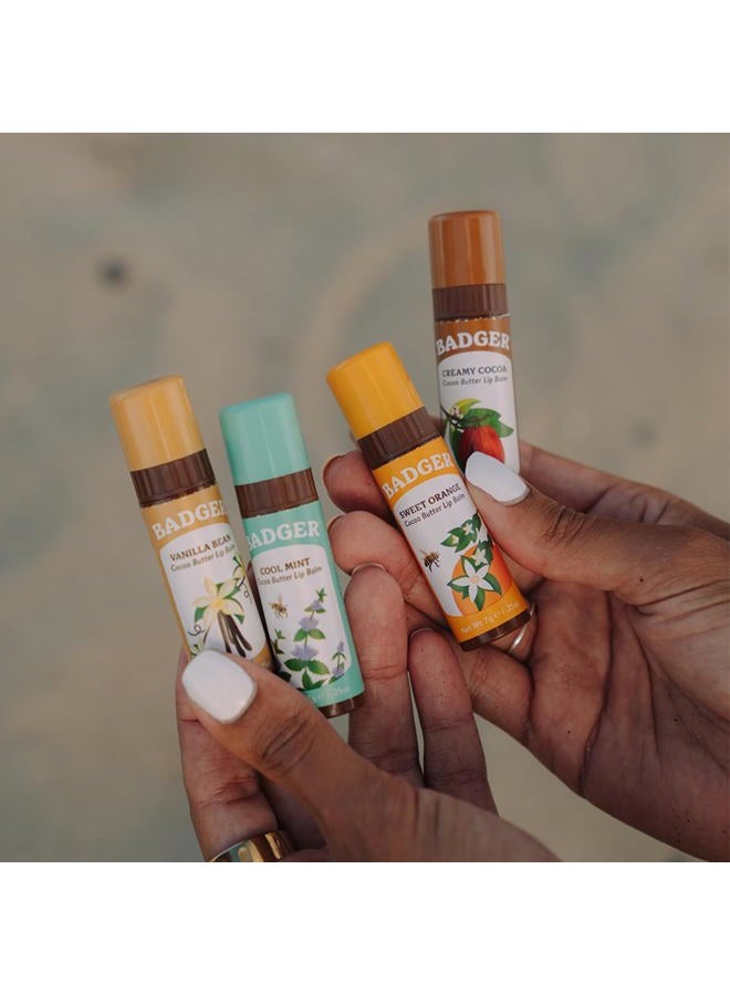 Badger Cool Mint Cocoa Butter Lip Balm, Long Lasting Hydrating Lip Care, 100% Organic Lip Balm, Large Size Stick, 4-pack - Image 5