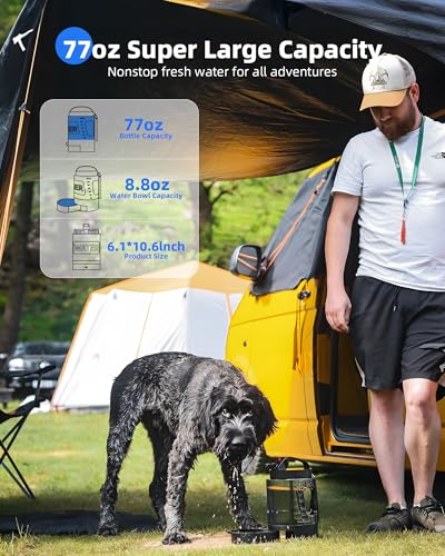 lesotc Dog Travel Water Bottle Portable with Pull-Out Drinking Bowl, 77oz Large Travel Water Bowl Dispenser for Dogs Camping Essentials Hiking Beach Road Trip Park Walking On The Go Must Haves, Black - Image 2