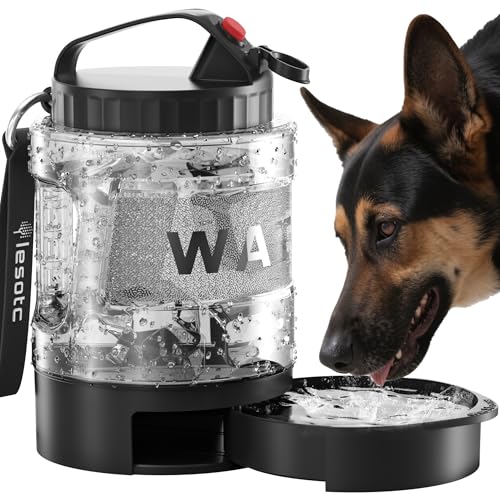 lesotc Dog Travel Water Bottle Portable with Pull-Out Drinking Bowl, 77oz Large Travel Water Bowl Dispenser for Dogs Camping Essentials Hiking Beach Road Trip Park Walking On The Go Must Haves, Black - Image 1