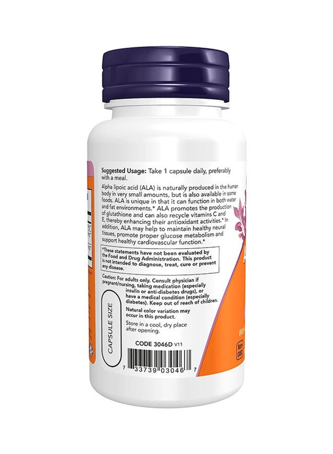 Now Foods Alpha Lipoic Acid 600 Mg, Extra Strength With Grape Seed Extract And Bioperine 60 Veg Capsules - Image 3